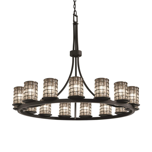 Wire Glass 15 Light 42" Wide LED Pillar Candle Chandelier