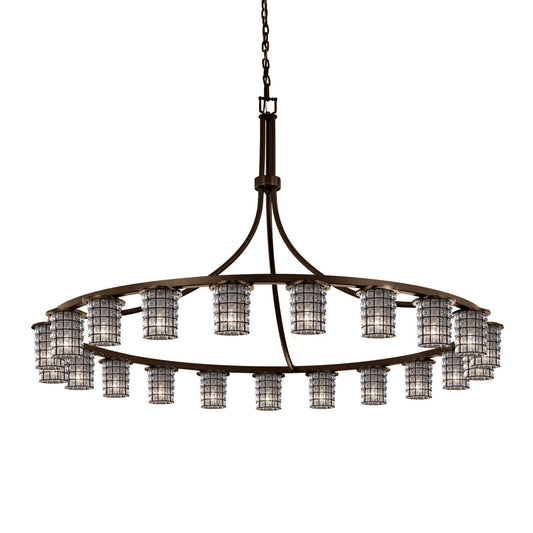 Wire Glass 21 Light 60" Wide Ring Chandelier with Clear, Bubble Glass Shades