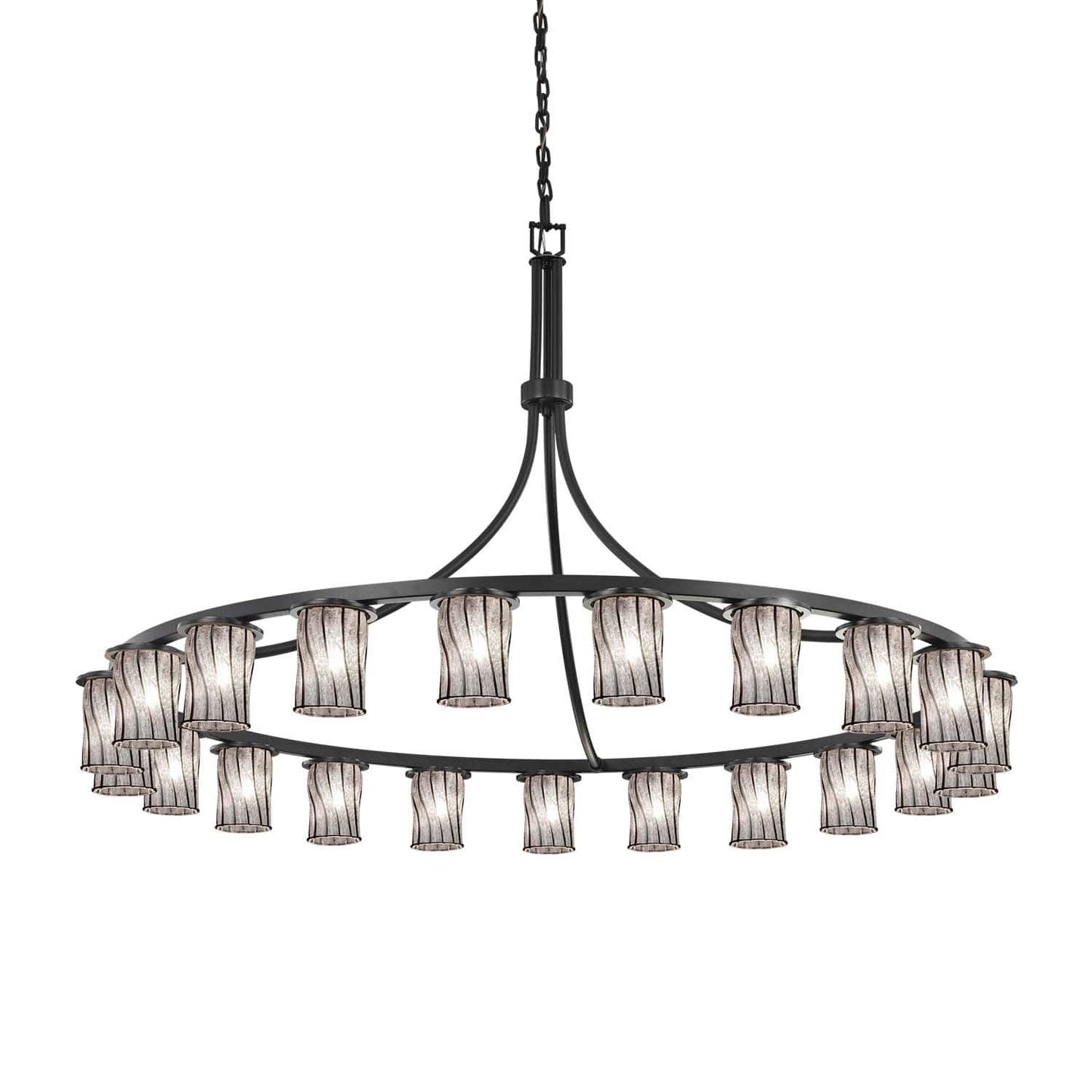 Dakota 21 Light 60" Wide Integrated LED Ring Chandelier with Swirled Wire Cage and Opal Glass Shades