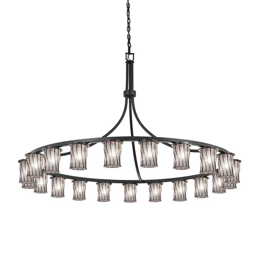 Dakota 21 Light 60" Wide Integrated LED Ring Chandelier with Swirled Wire Cage and Opal Glass Shades