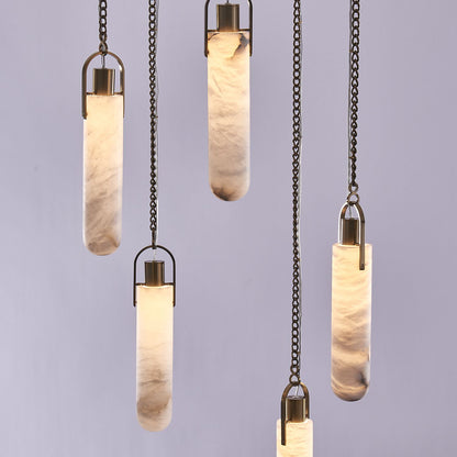 Flint Additions 24" Wide LED Multi Light Pendant with Alabaster Shades