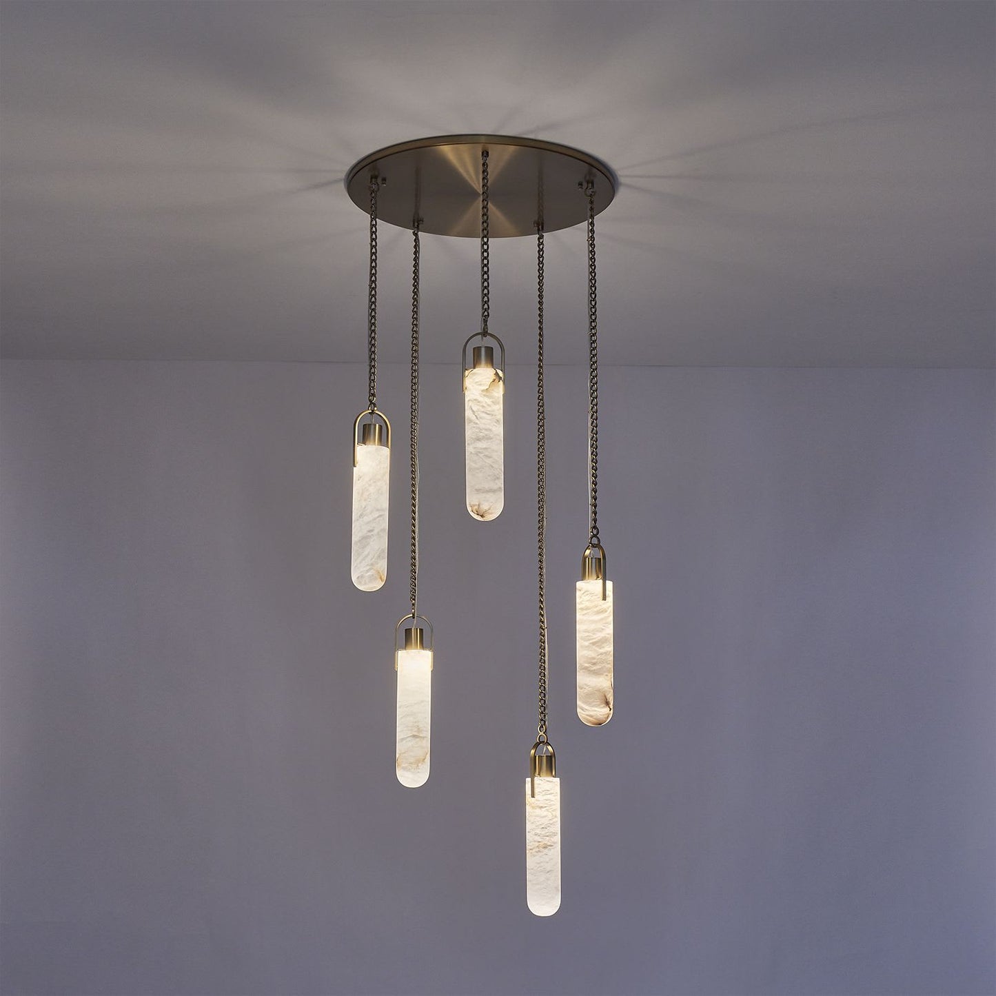 Flint Additions 24" Wide LED Multi Light Pendant with Alabaster Shades