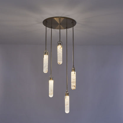 Flint Additions 24" Wide LED Multi Light Pendant with Alabaster Shades