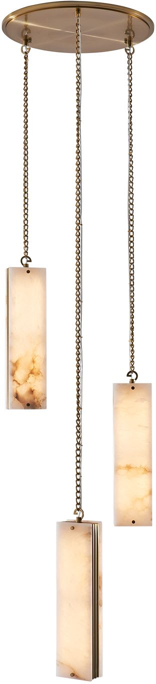 Vertical 18" Wide LED Multi Light Pendant with Alabaster Shades