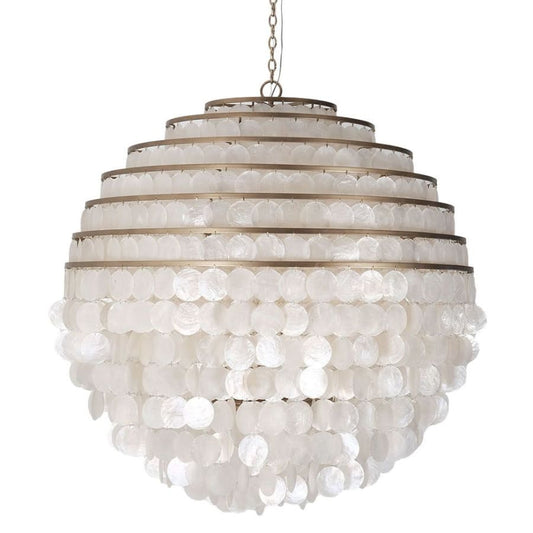 Kalco Sphere 8 Light 36" Wide Pendant with Hanging Capiz Shells