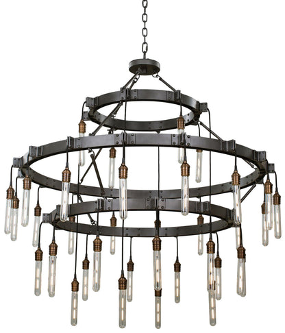 Kalco Stuyvesant 48" Matte Gun Metal 36-Light 3-Tier Ring Chandelier