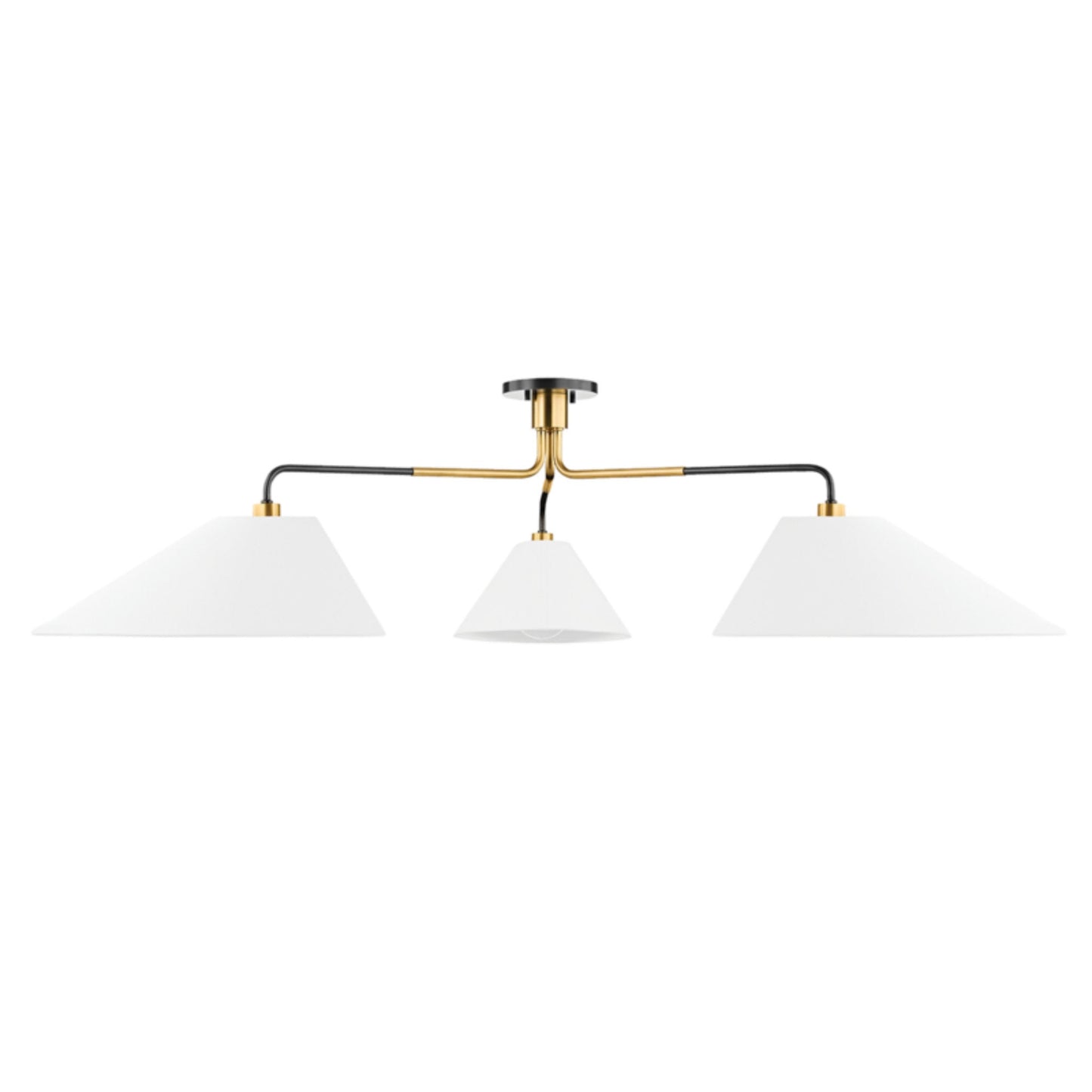Duo 3-Light Semi Flush in Aged Old Bronze by Kelly Behun 72L x 72W x 17.5H