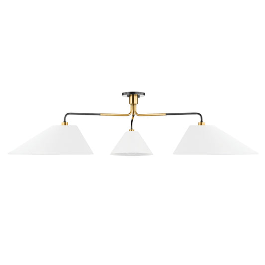 Duo 3-Light Semi Flush in Aged Old Bronze by Kelly Behun 72L x 72W x 17.5H