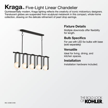 Kohler Lighting Kraga 5 Light 45" Wide Linear Chandelier
