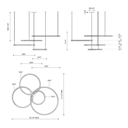 Kuzco Lighting Bruni 32" Wide 3000K LED Ring Chandelier