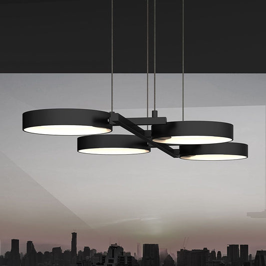 Light Guide 37.5" Wide 4.Light Satin Black Ring LED Pendant