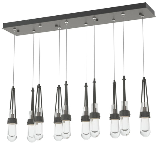 Link 10-Light Clear Rectangular Pendant - Iron - Clear