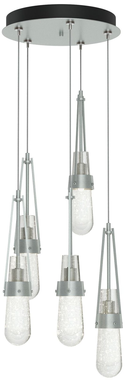 Link 13" Wide 5-Light Vintage Platinum Standard Pendant w/ Bubble Shad