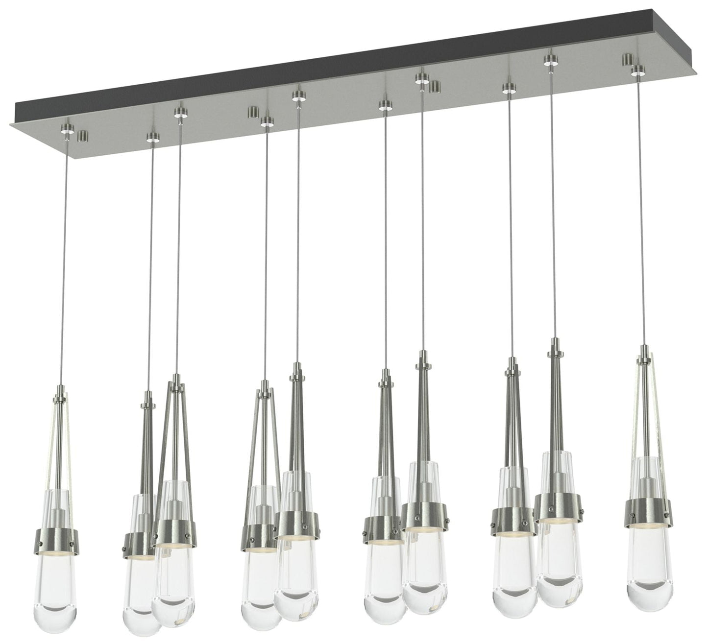 Link 44.5" Rectangular Sterling Long Pendant with Clear Glass