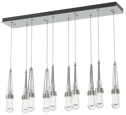 Link 44.5" Rectangular Vintage Platinum Long Pendant with Clear Glass