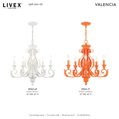 Valencia 5 Light 25" Wide Taper Candle Style Chandelier