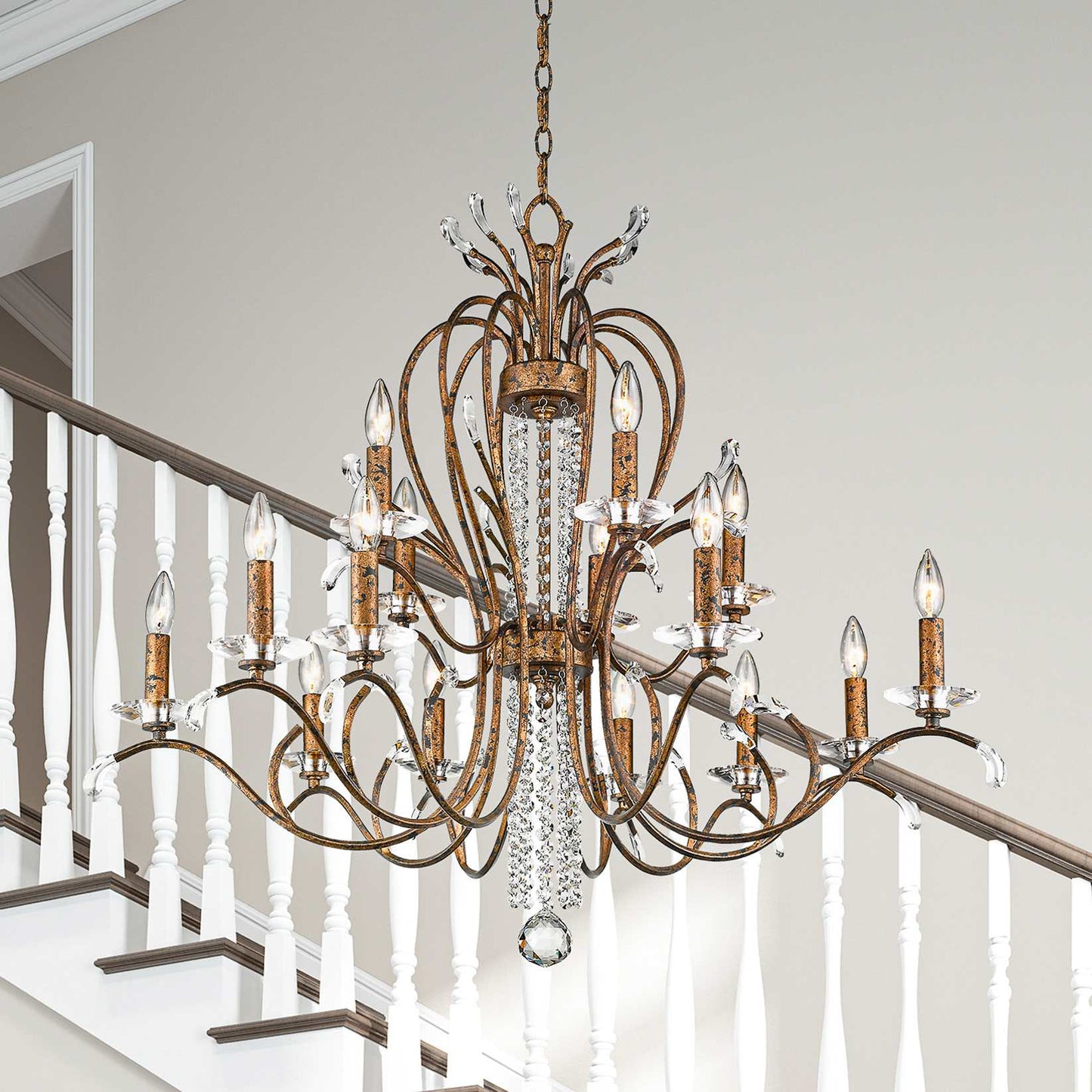 Serafina 15 Light 2 Tier Crystal Candle Style Chandelier