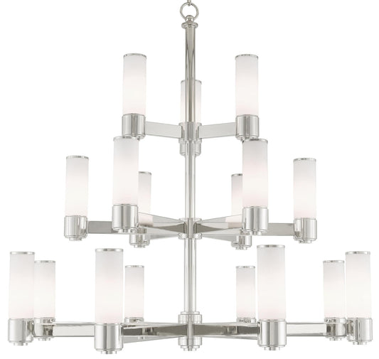 Weston 17 Light 44" Wide 3 Tier Chandelier with Hand-Blown Glass