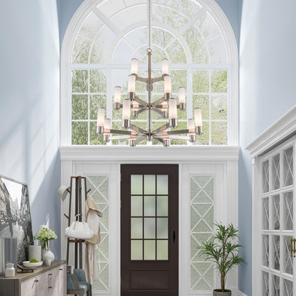 Weston 17 Light 44" Wide 3 Tier Chandelier with Hand-Blown Glass
