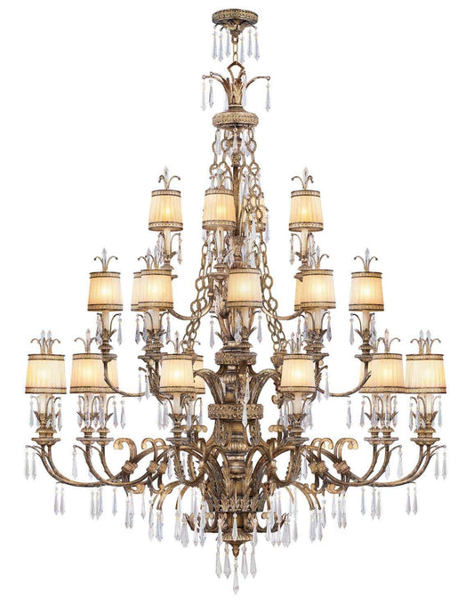 24 Light 1440W Chandelier with Candelabra Bulb Base and 3 Tiers