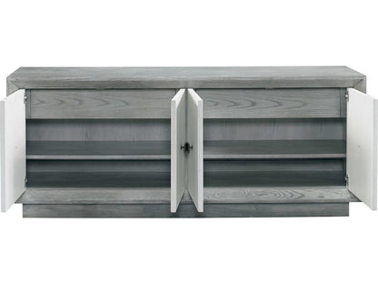 Workshop Alastair 80-Inch Sideboard Mineral Washed Linen with Bronze Hardware