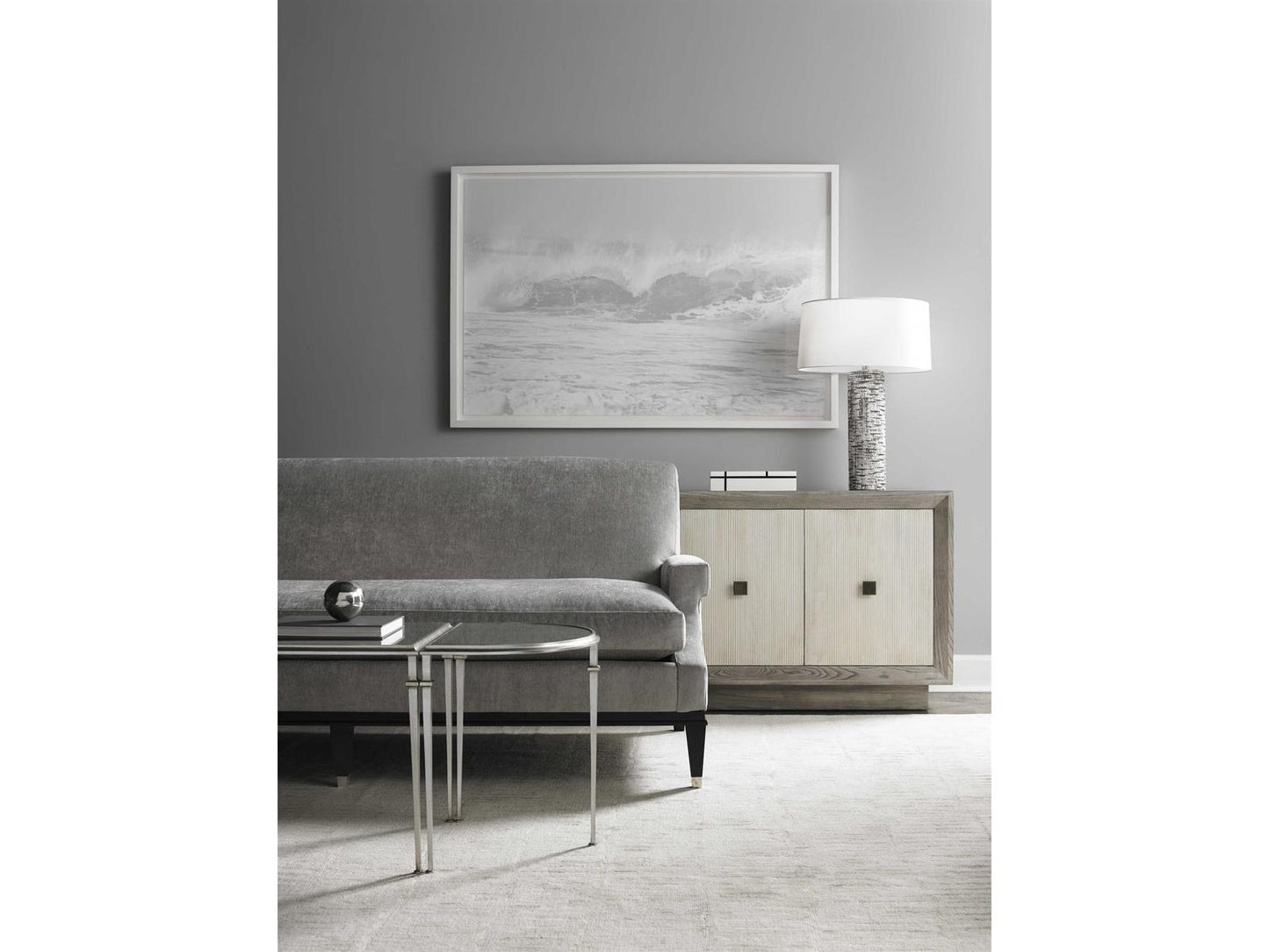 Workshop Alastair 80-Inch Sideboard Mineral Washed Linen with Bronze Hardware