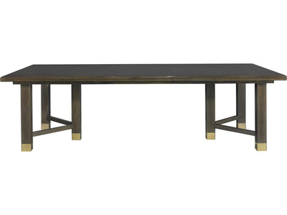 Bancroft Extendable Rectangular Dining Table in Modern Elm and Brass