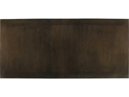 Bancroft Extendable Rectangular Dining Table in Modern Elm and Brass