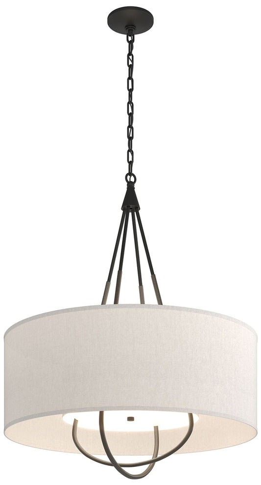 Loop Pendant - Black Finish - Dark Smoke Accents - Flax Shade