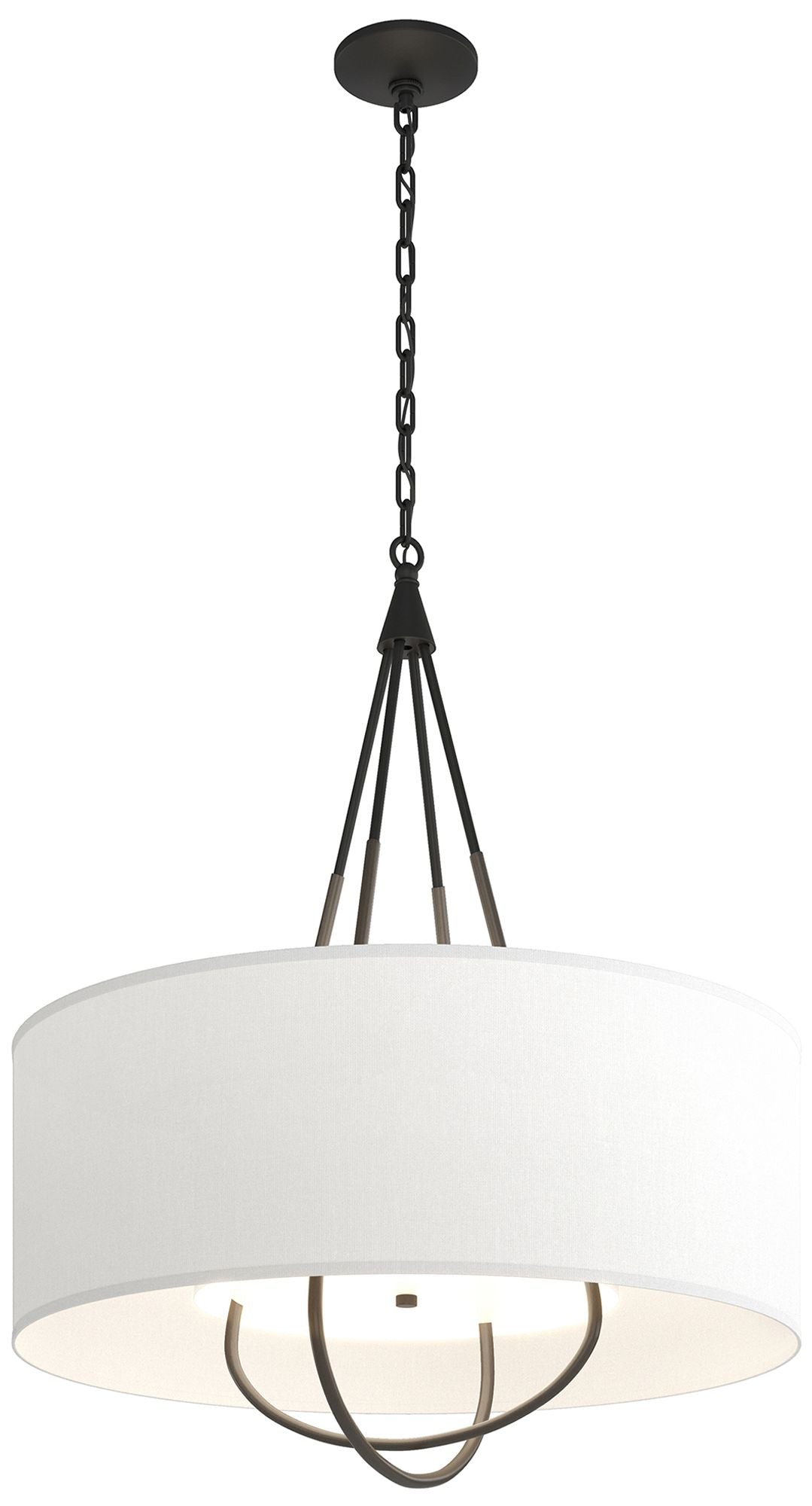 Loop Pendant - Black Finish - Dark Smoke Accents - Natural Anna Shade