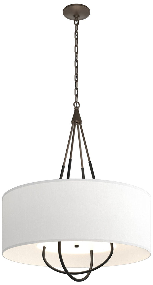 Loop Pendant - Bronze Finish - Black Accents - Natural Anna Shade