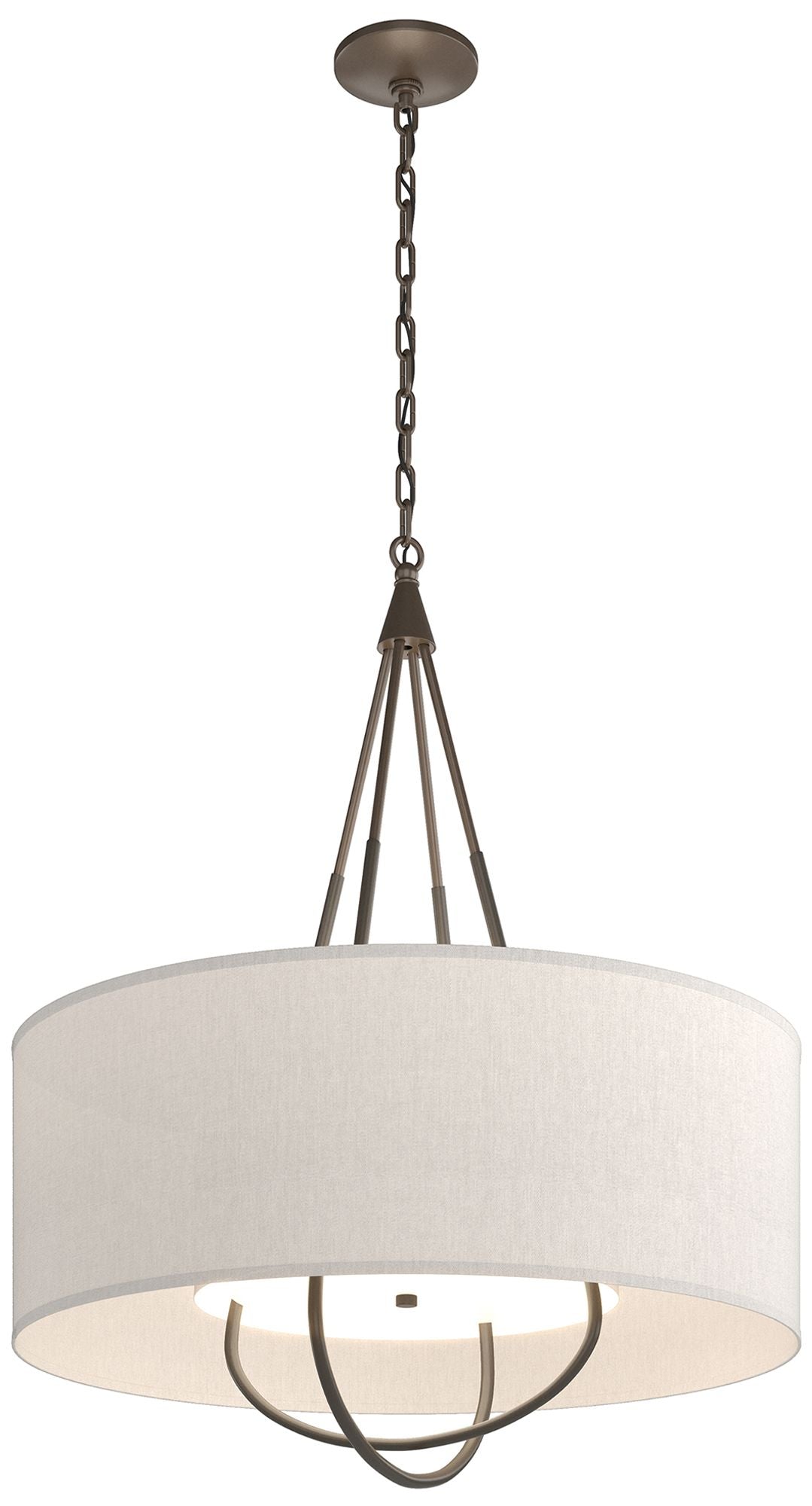 Loop Pendant - Bronze Finish - Dark Smoke Accents - Flax Shade