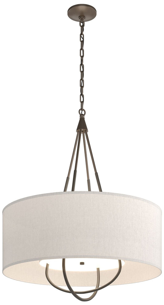 Loop Pendant - Bronze Finish - Dark Smoke Accents - Flax Shade