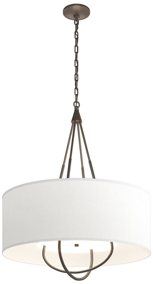 Loop Pendant - Bronze Finish - Dark Smoke Accents - Natural Anna Shade