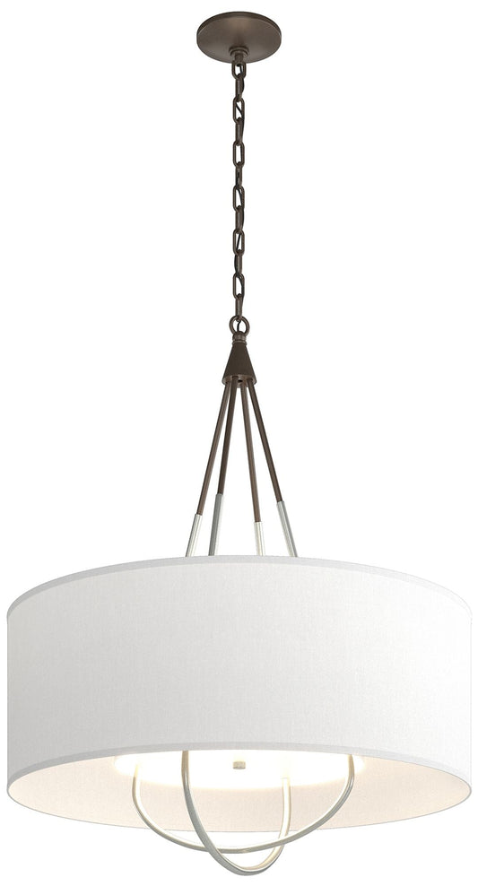 Loop Pendant - Bronze Finish - Platinum Accents - Natural Anna Shade