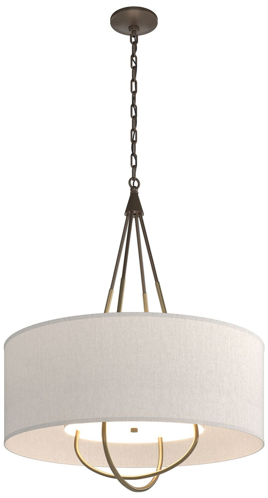 Loop Pendant - Bronze Finish - Soft Gold Accents - Flax Shade