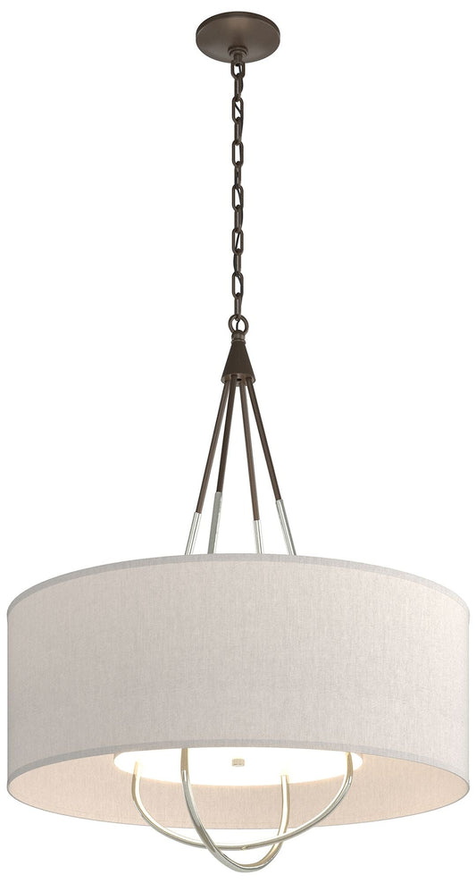 Loop Pendant - Bronze Finish - Sterling Accents - Flax Shade