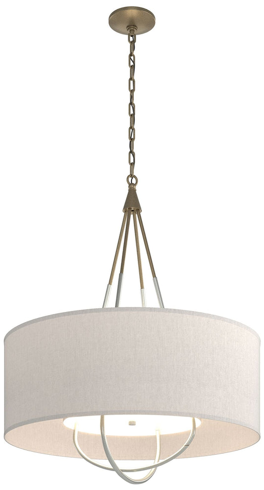 Loop Pendant - Soft Gold Finish - Vintage Platinum Accents - Flax Shade