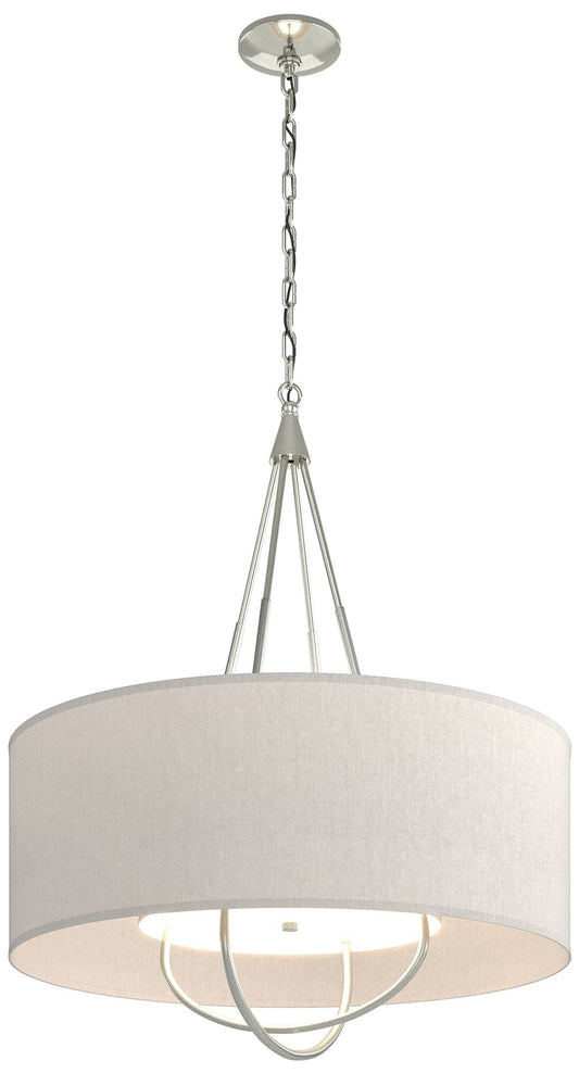 Loop Pendant - Sterling Finish - Vintage Platinum Accents - Flax Shade