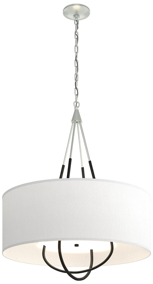 Loop Pendant - Vintage Platinum Finish - Black Accents - Natural Anna Shade