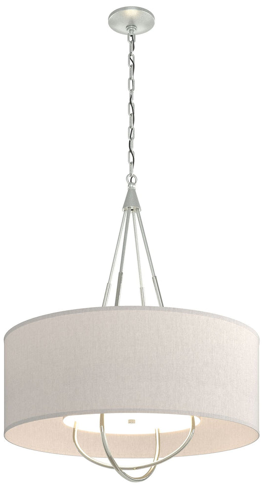 Loop Pendant - Vintage Platinum Finish - Sterling Accents - Flax Shade