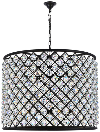 Madison 12 Lt Matte Black Chandelier Clear