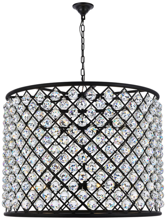 Madison 12 Lt Matte Black Chandelier Clear