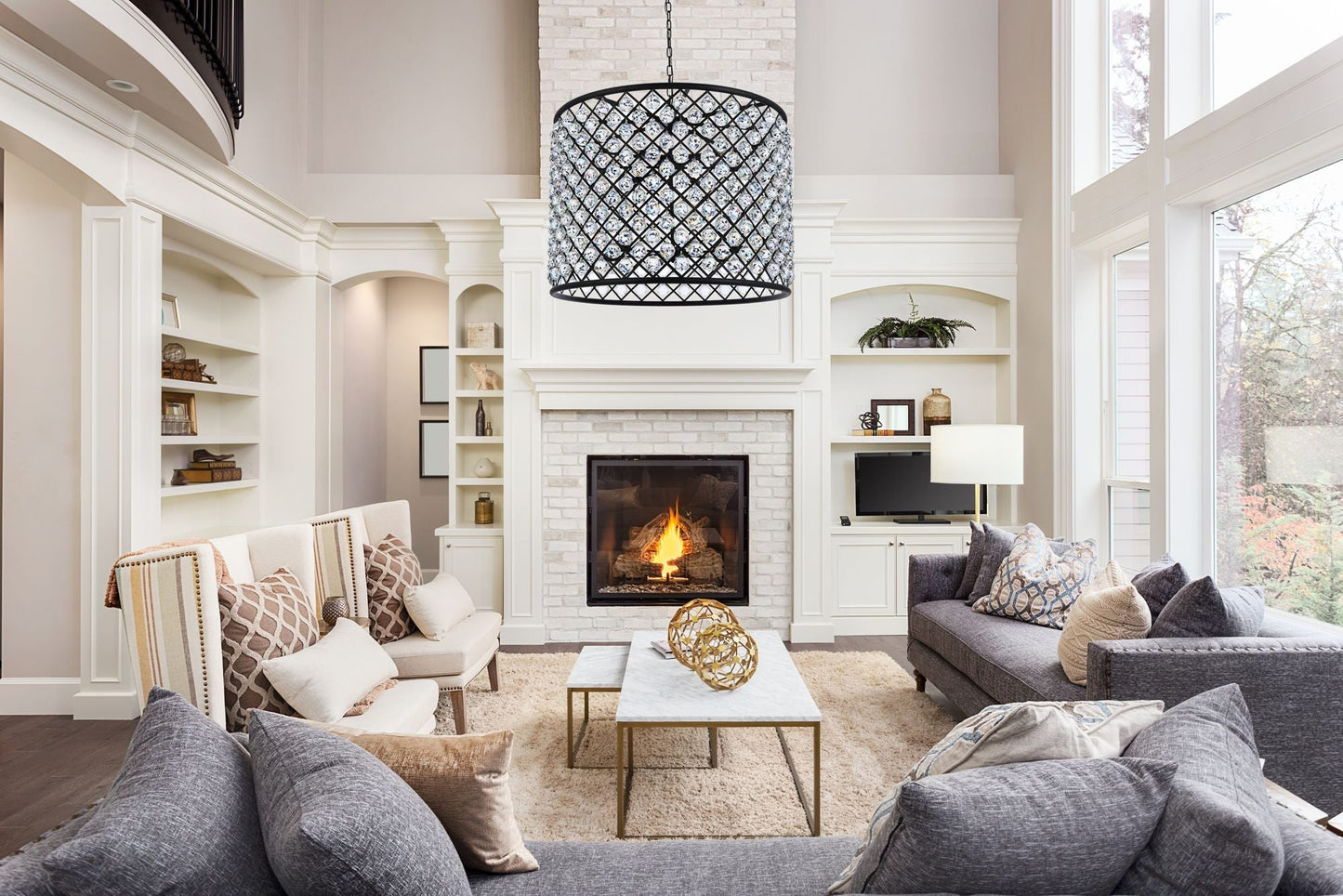 Madison 12 Lt Matte Black Chandelier Clear