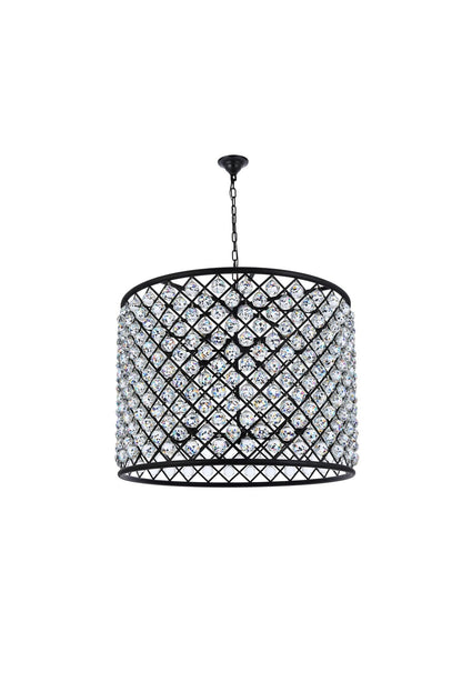 Madison 12 Lt Matte Black Chandelier Clear