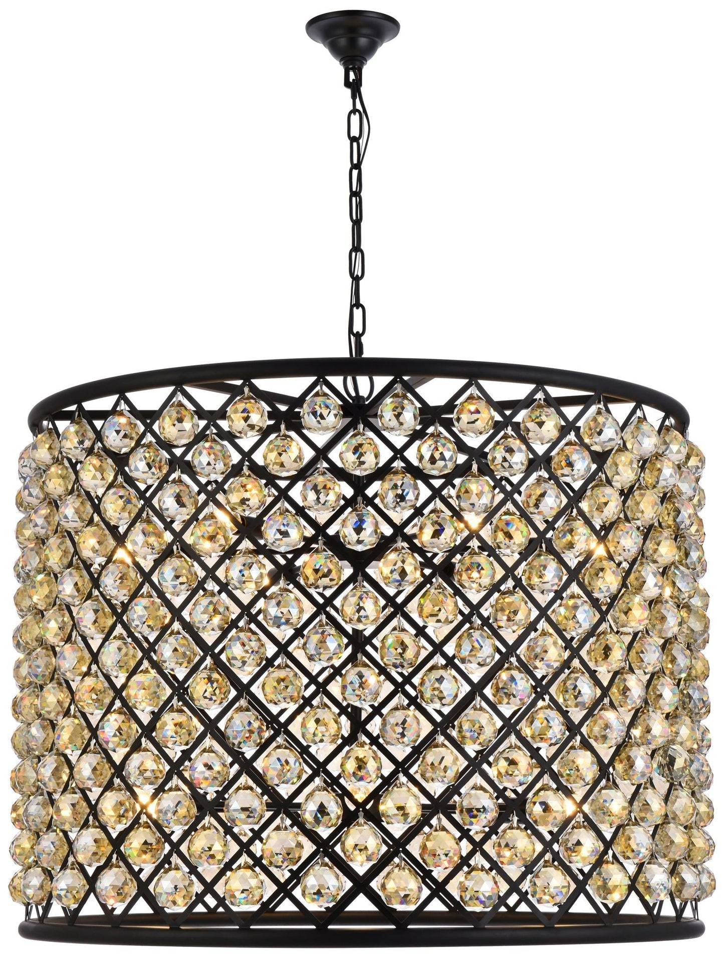 Madison 12 Lt Matte Black Chandelier Golden Teak