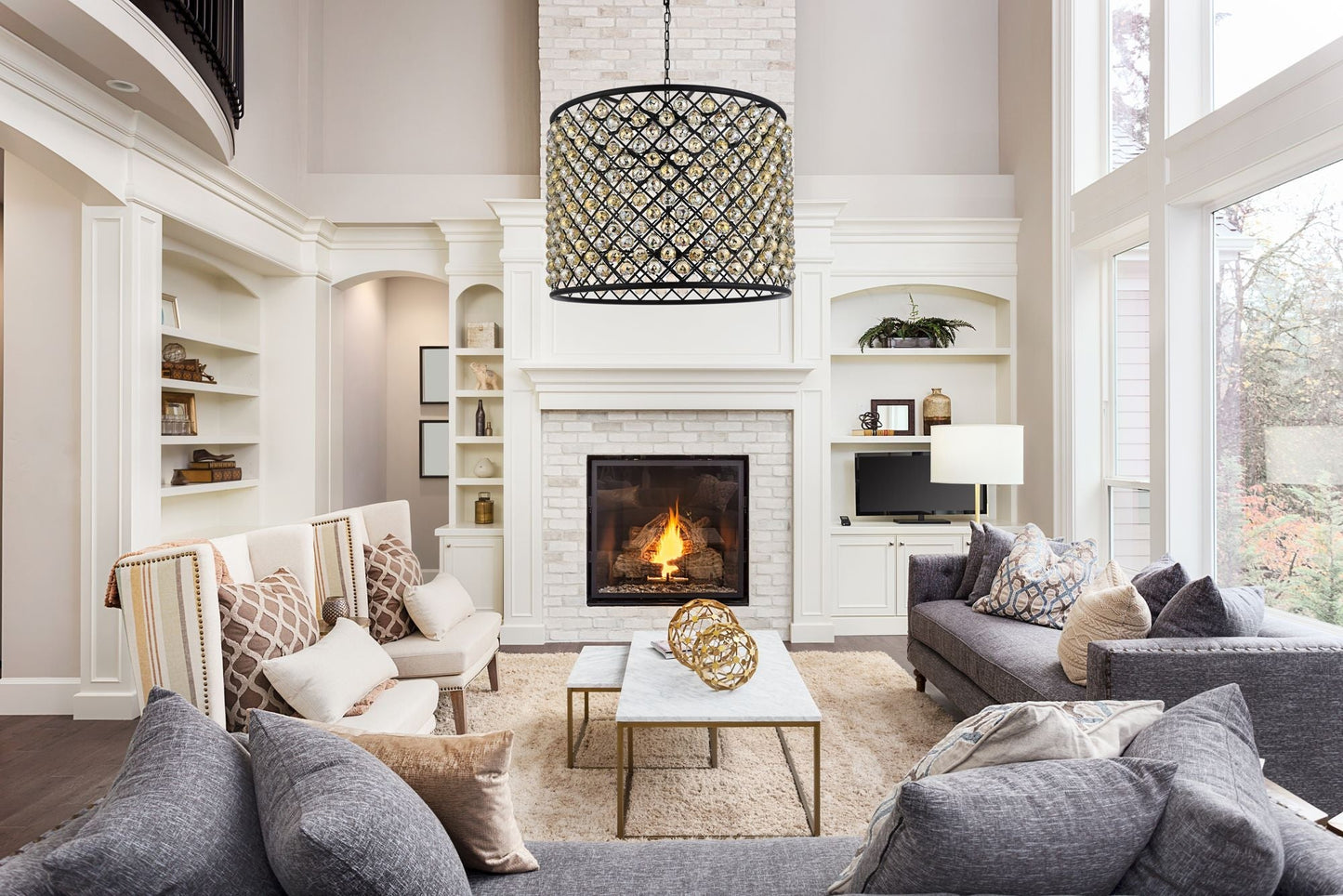 Madison 12 Lt Matte Black Chandelier Golden Teak