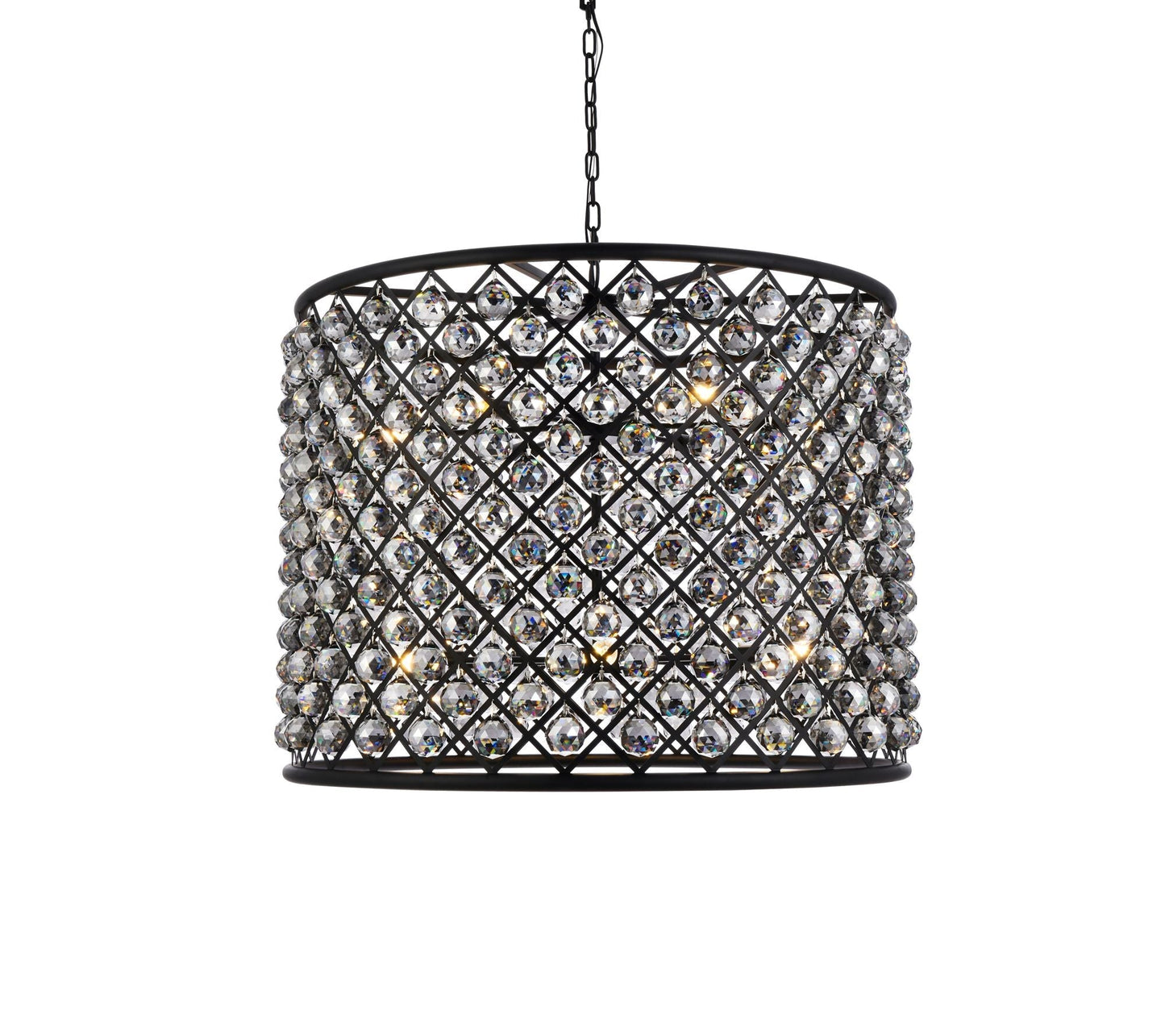Madison 12 Lt Matte Black Chandelier Silver Shade (Grey)