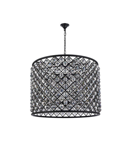 Madison 12 Lt Matte Black Chandelier Silver Shade (Grey)