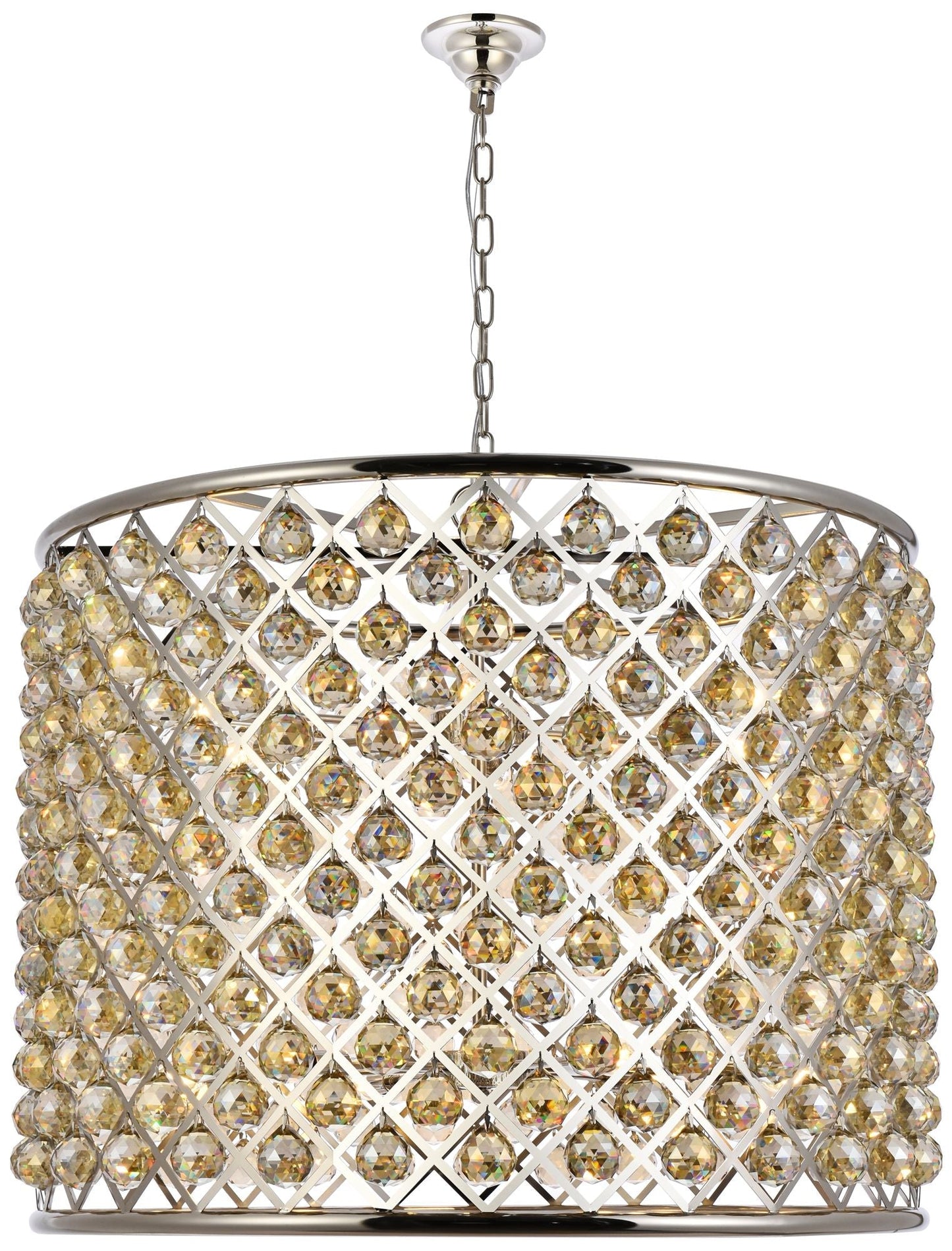 Madison 12 Lt Polished Nickel Chandelier Golden Teak